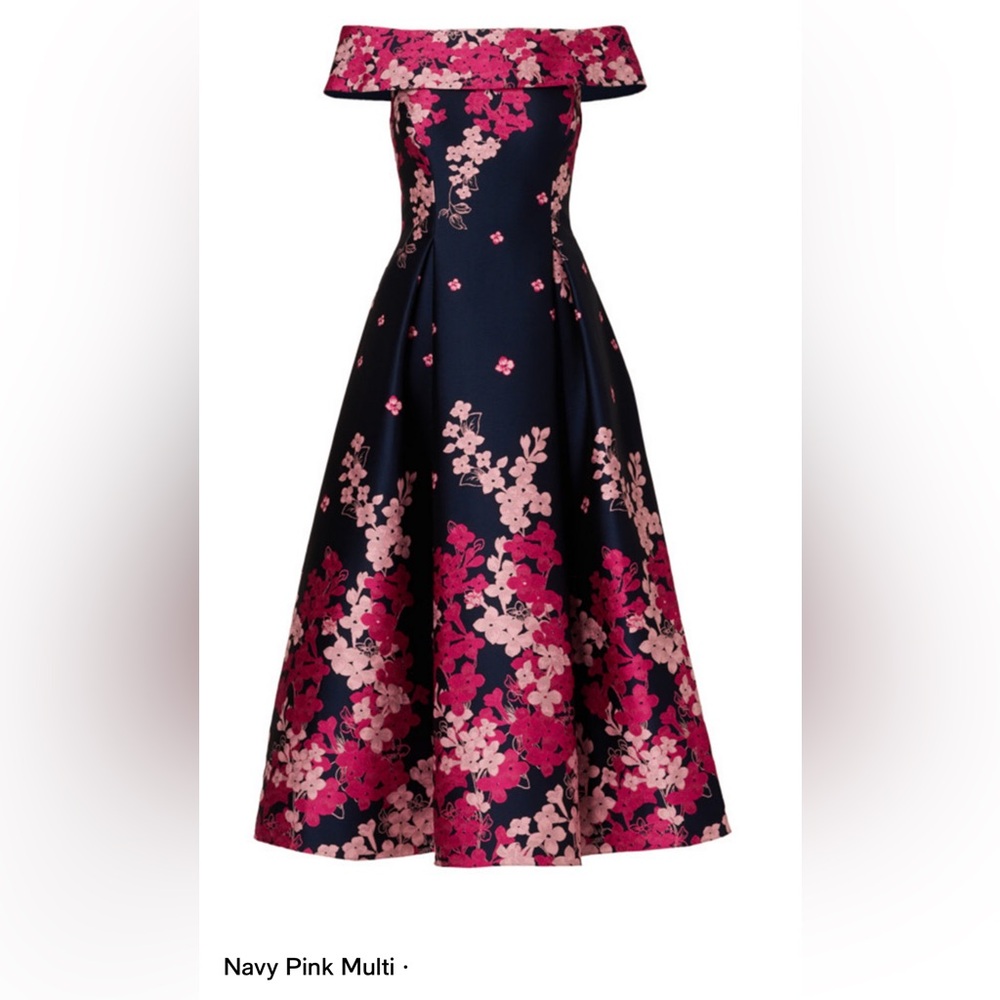 Adrianna Papell off-shoulder floral gown size 16 NWT